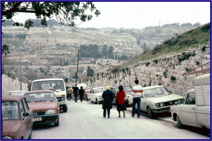 Walking down Sha'ar Ha-Arayot road just outside St. Stephens Gate